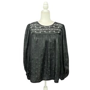Dark Romantic Sz Medium Puff Sleeve Floral Blouse Max Studio Fairycore